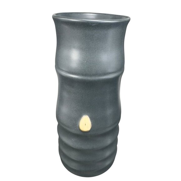 Vintage Hand Made Pottery Vase Vessel Black Glazed With Texture Knobs Signed CCI - Picture 2 of 15